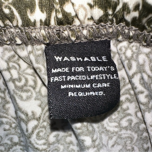 Zac & Rachel Green & White Boho Pattern Wide Leg Palazzo Pants Size Medium - Picture 4 of 4